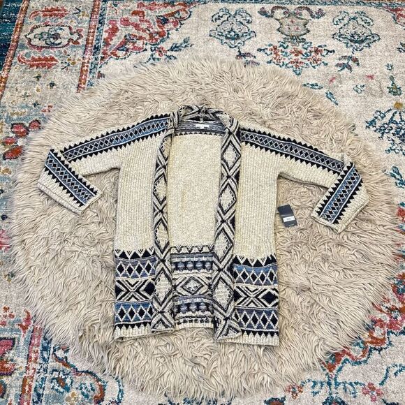 NWT Lucky Brand Aztec Open Cardigan size Medium - Picture 2 of 9